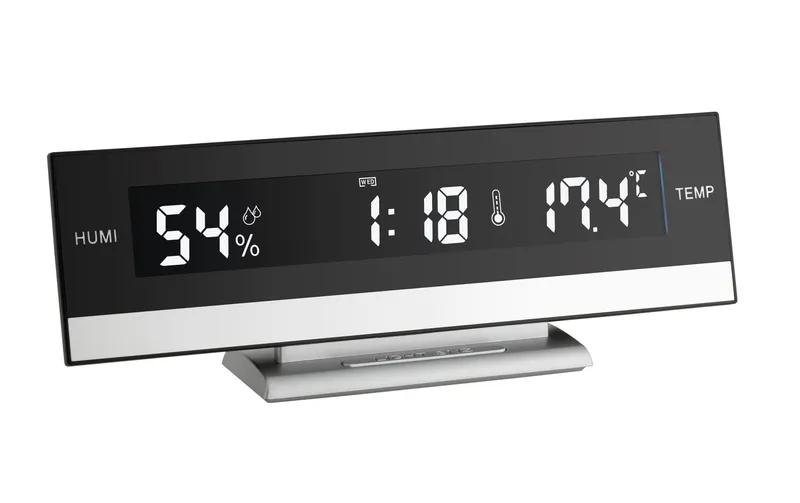 TFA Dostmann Digitalwecker mit Raumklima noir