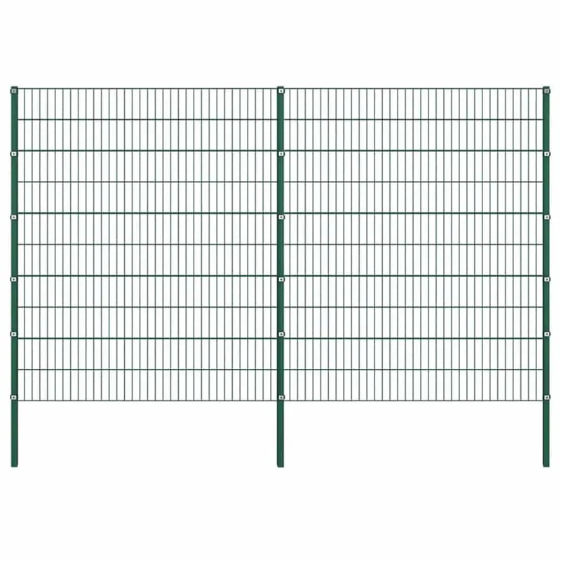Zaunelement mit Pfosten Eisen 349 x 200 cm Grün