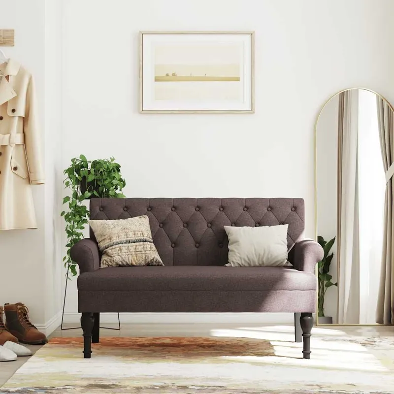 Sitzbank mit Rückenlehne Dunkelbraun 120x62x75,5 cm fabric