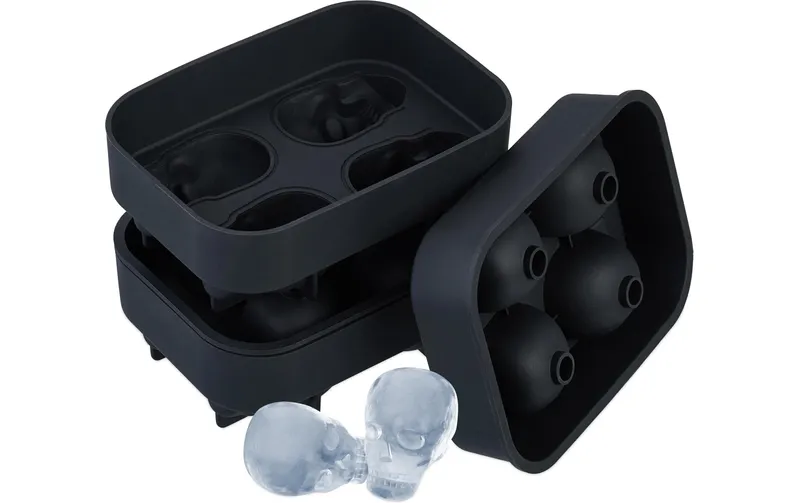 relaxdays Eiswürfelform Totenkopf 2 Stück, Schwarz