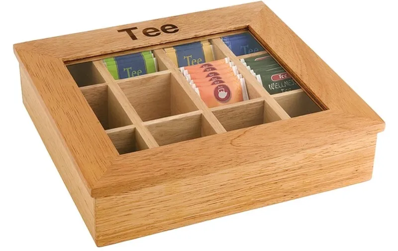 APS Teebox con 12 Kammern Hellbraun