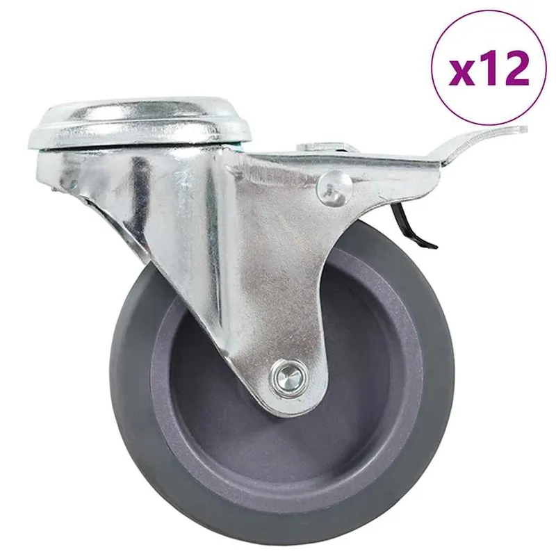 12 pcs Lenkrollen with Rückenloch 75 mm