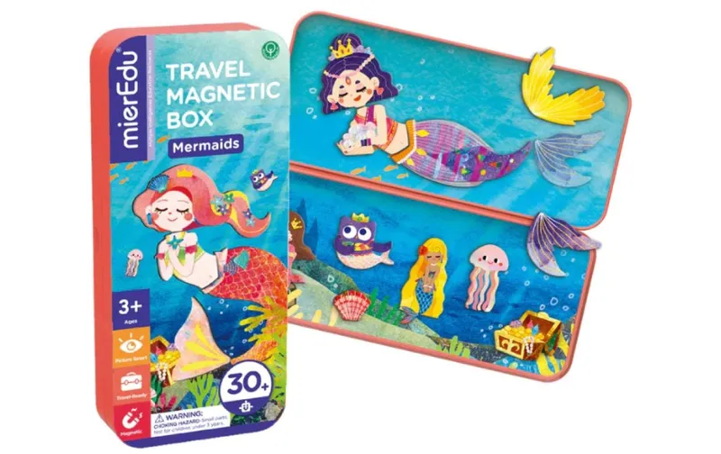 mierEdu Kinderspiel Reise-Magnetspielbox – Meerjungfrau