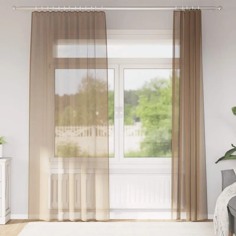 Rideaux en voile à œillets 2 pcs marron clair