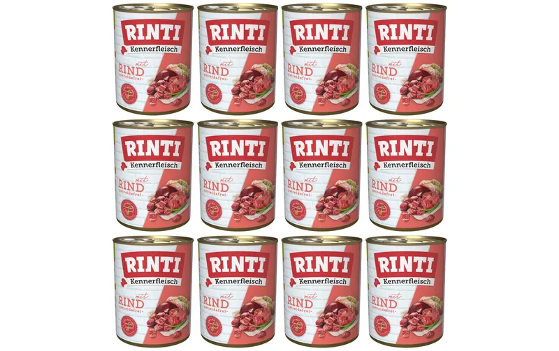 Rinti Nassfutter Kennerfleisch pur Dose Rind, 12 x 800 g