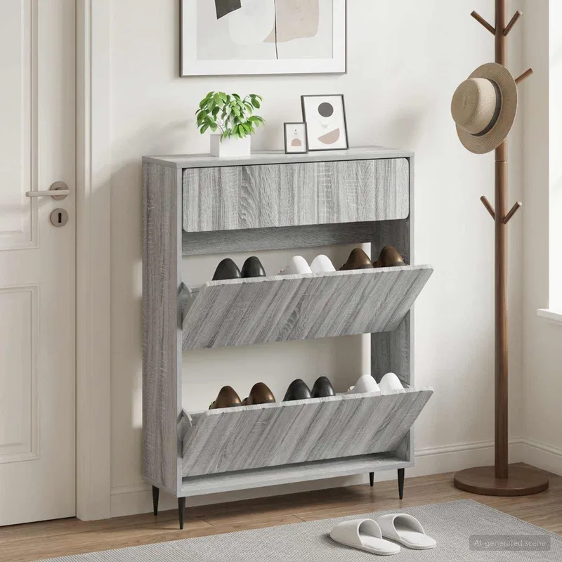 Schuhschrank ZWOLLE 78 x 24 x 103 cm Holzwerkstoff Sonoma-Grau