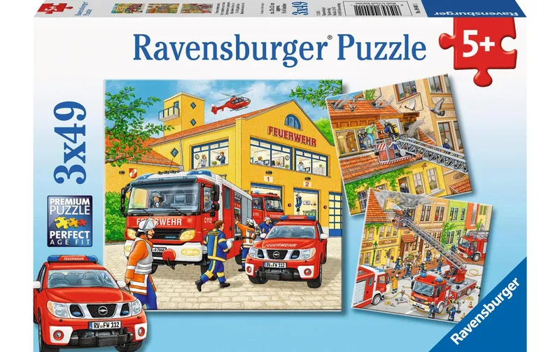Ravensburger Puzzle Feuerwehreinsatz 3 x 49 Teile, con Mini-Postern