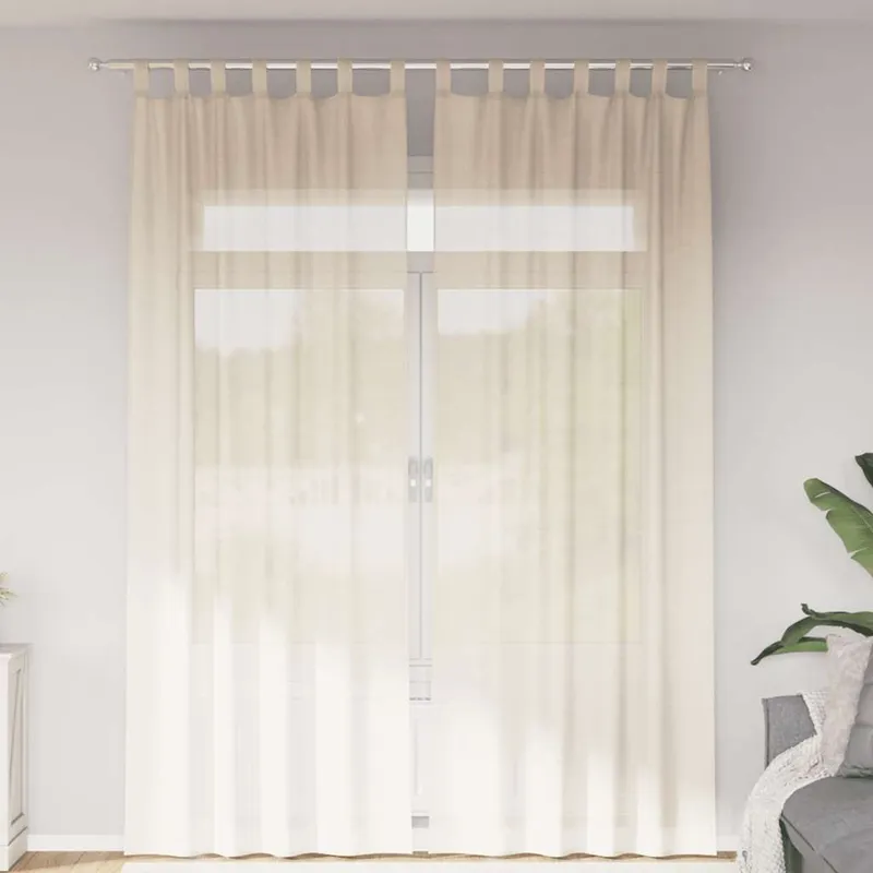 Voile Vorhänge mit Lasche 2 Stk. Creme