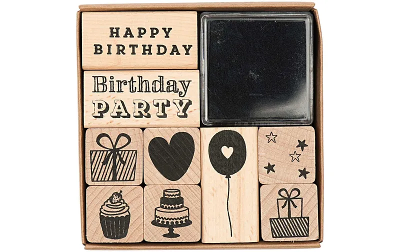 Rico Design Stempelset Happy Birthday avec coussins noir