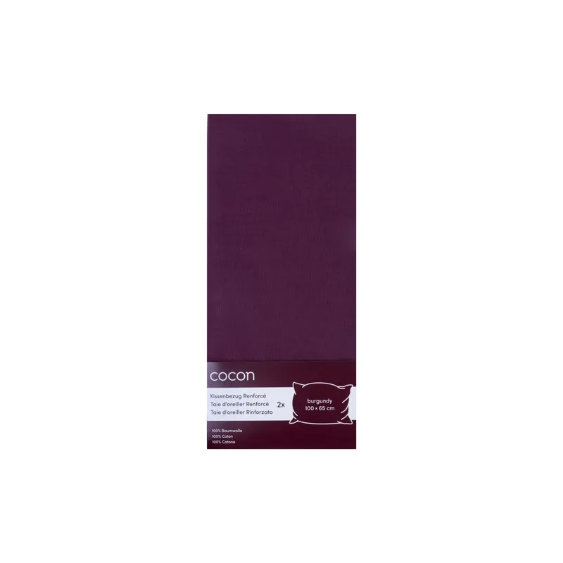 COCON Copri-pillow Renforcé 65 x 100 cm, Borgogna, 2 pezzi