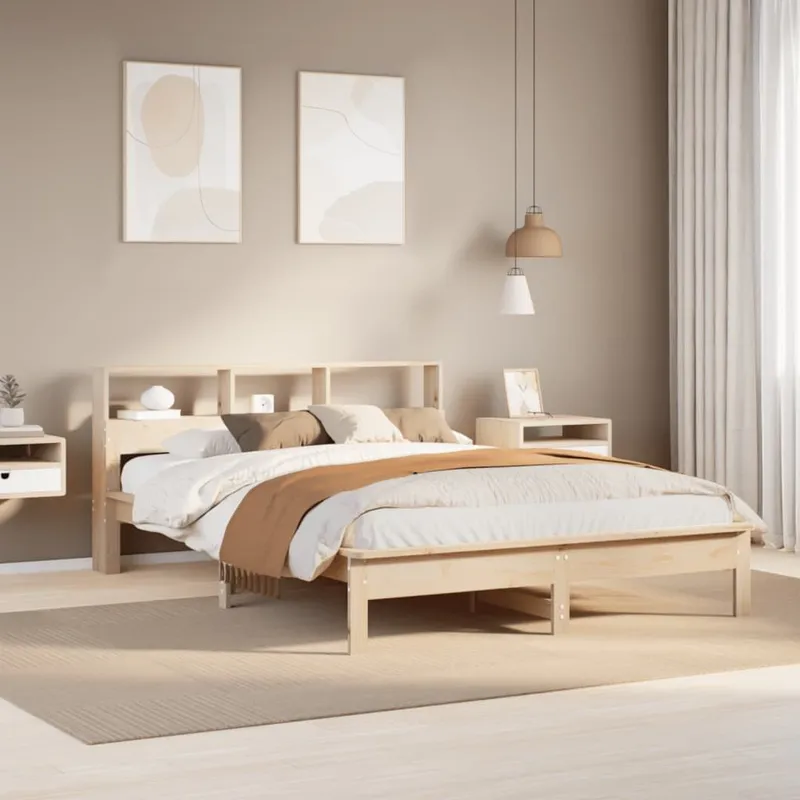 letto in legno massiccio con scaffale senza materasso 120x200 cm pino