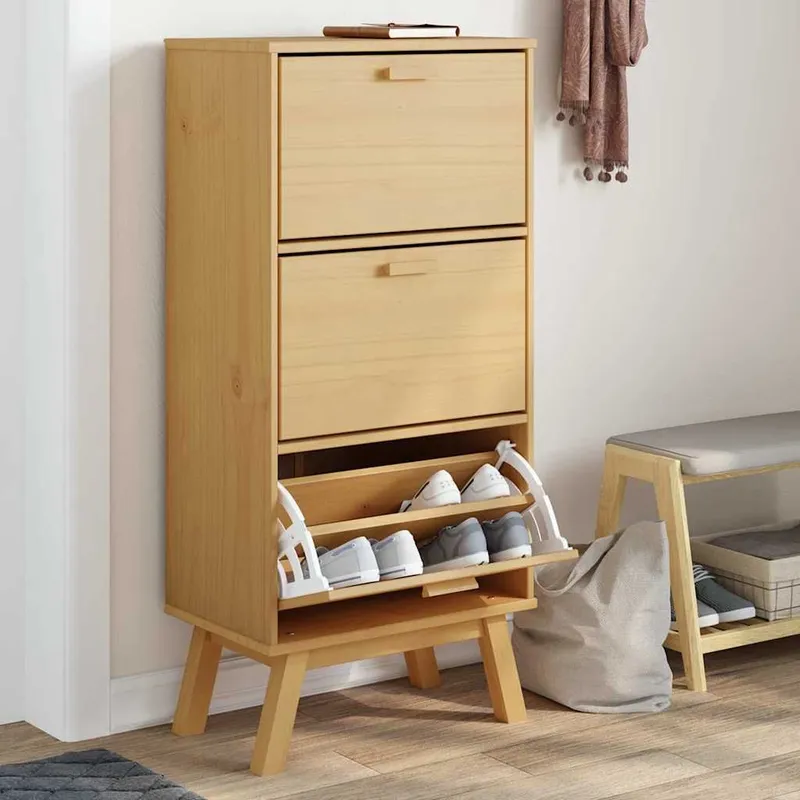 Schuhschrank OLDEN marrone 55x35x120 cm legno massiccio pino
