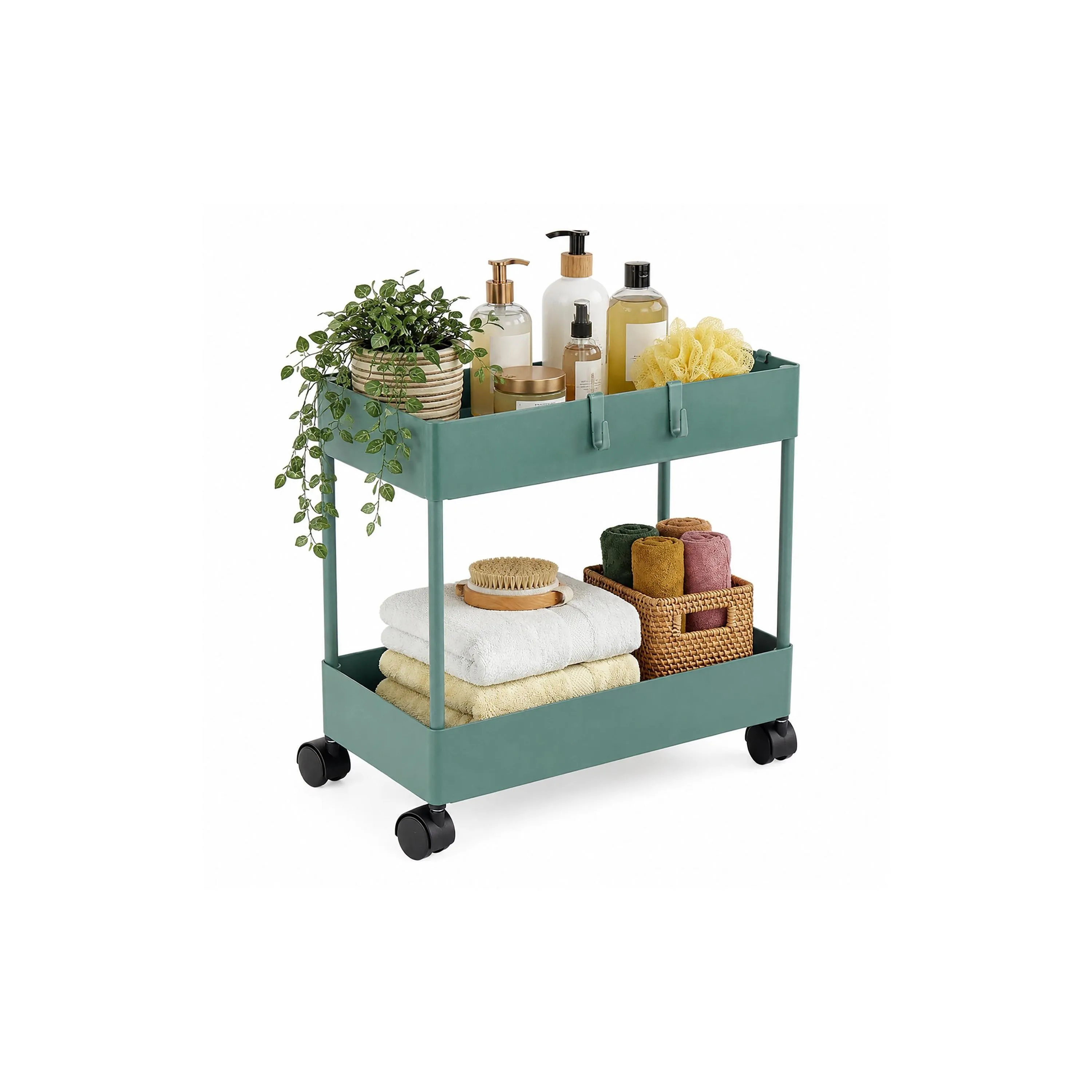 relaxdays Küchenwagen Servierwagen 39.5 x 38 x 21.5 cm, Grün
