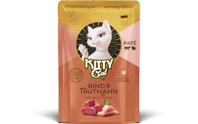 KITTY Cat Nassfutter KittyCat Paté Pouch Rind, Truthahn 85 g