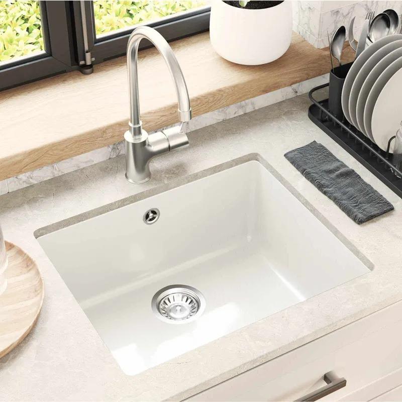 Waschbecken 80% Quarz und 20% Harz 530 x 460 mm Weiß