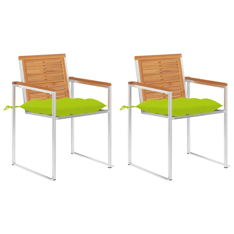 Gartenstühle con cuscini 2 pz. legno massiccio acacia e acciaio