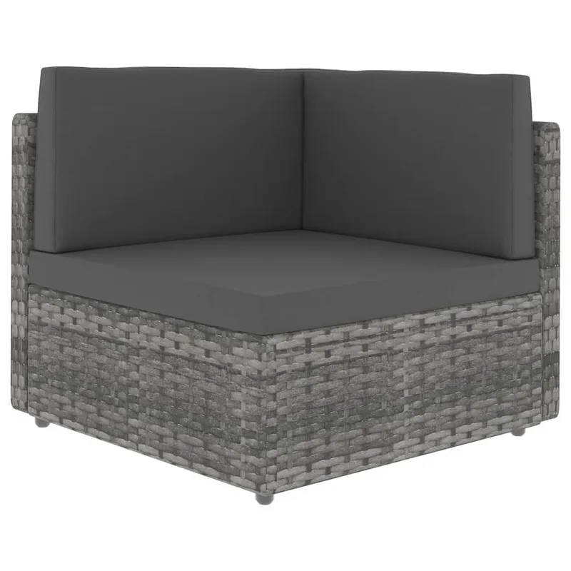Modulares Sofa-Eckteil Poly Rattan Grau