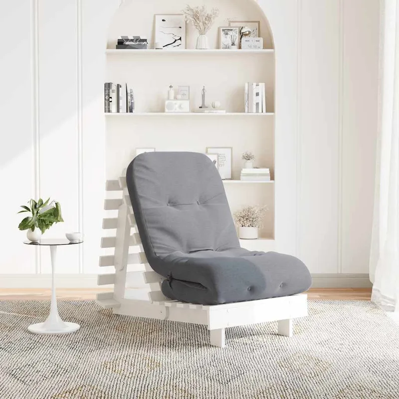 Futon Schlafsofa mit Matratze bianco 60x206x11 legno massiccio pino