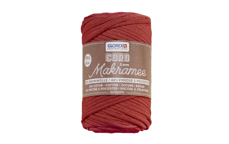 Glorex Wolle Makramee Cord gewebt 63 m x 3 mm, 250g, Terracotta
