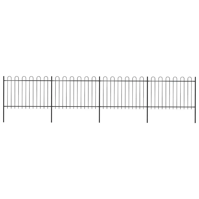 Gartenzaun mit Rundbogen Stahl 671 x 120 cm Schwarz