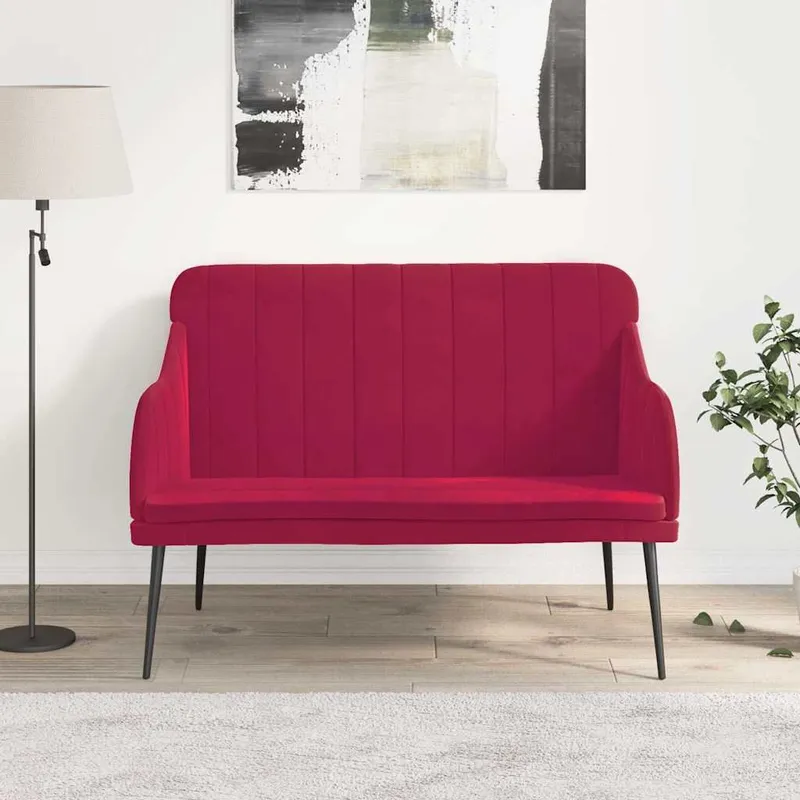 Sitzbank Weinrot 110x76x80 cm Samt