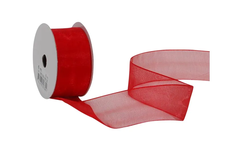 Ruban d'organza Spyk, Rouge, 25 mm x 6 m