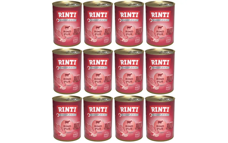 Rinti Nassfutter Singlefleisch Dose Rind Pur, 12 x 400 g