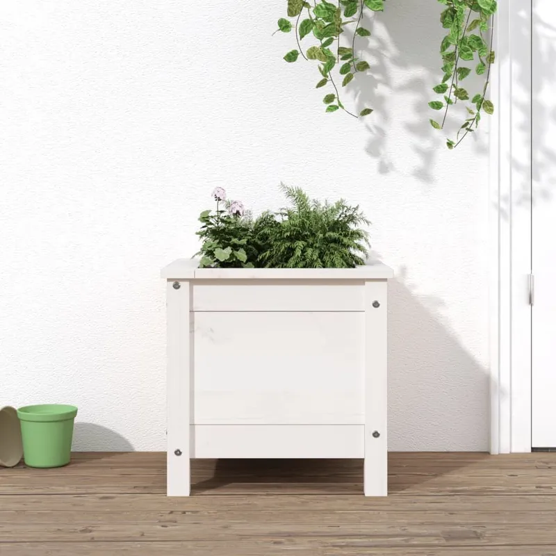 planter white 40x40x39 cm solid pine wood