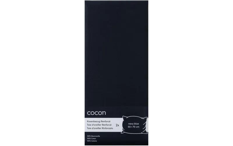 COCON Kopfkissenbezug Renforcé 50 x 70 cm, Marineblau, 2 pieces