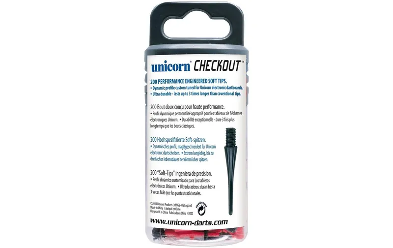 Unicorn CHECKOUT SOFT TIPS - Schwarz / Rot, 200 Stk.