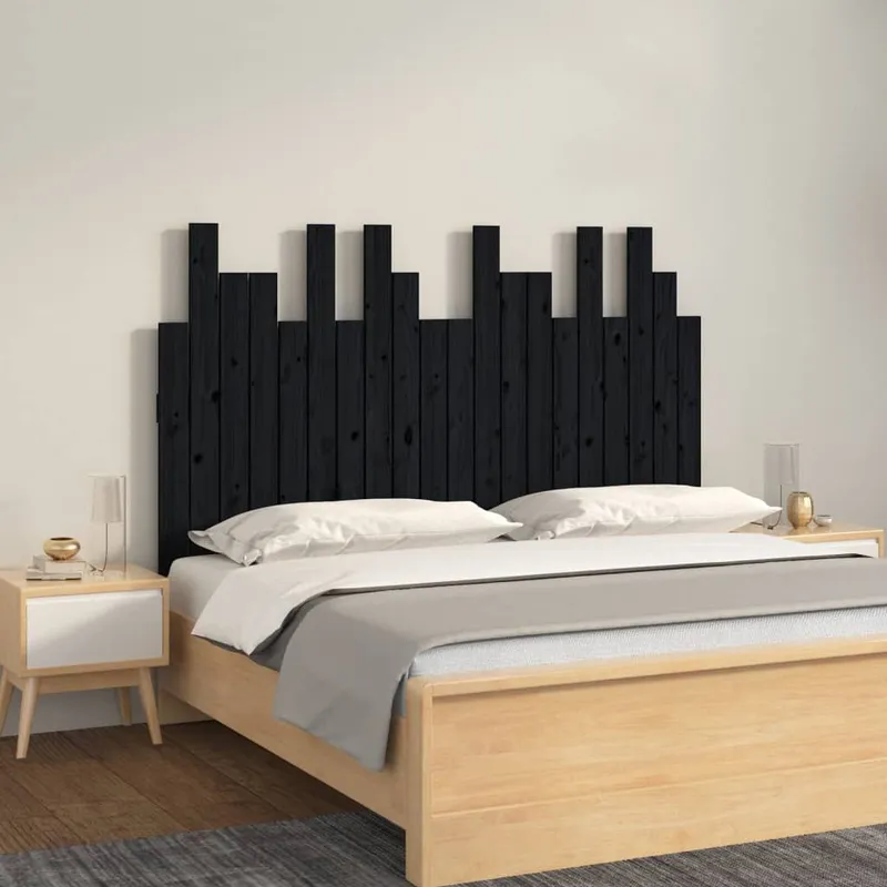 Wand-Kopfteil nero 127,5x3x80 cm legno massiccio pino