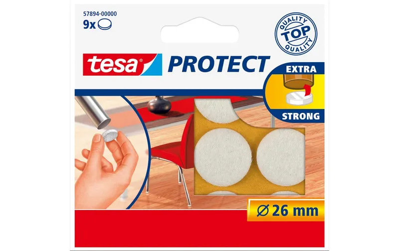 tesa Filzgleiter Protect Ø 26 mm 9 pieces, white