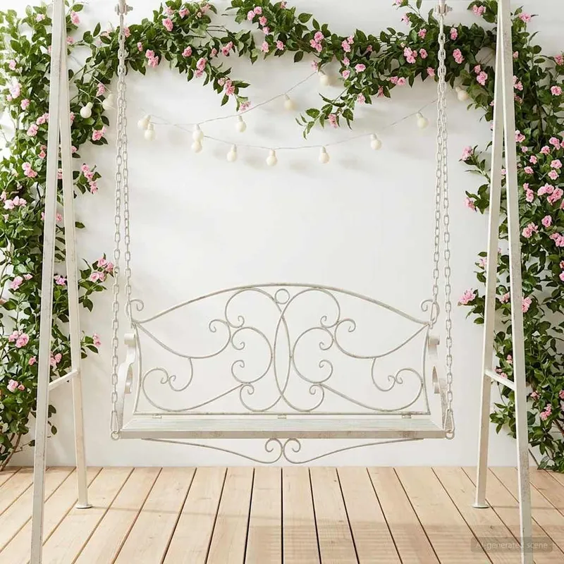 Schaukelbank Stahl 110 x 52,5 x 47 cm Antik bianco
