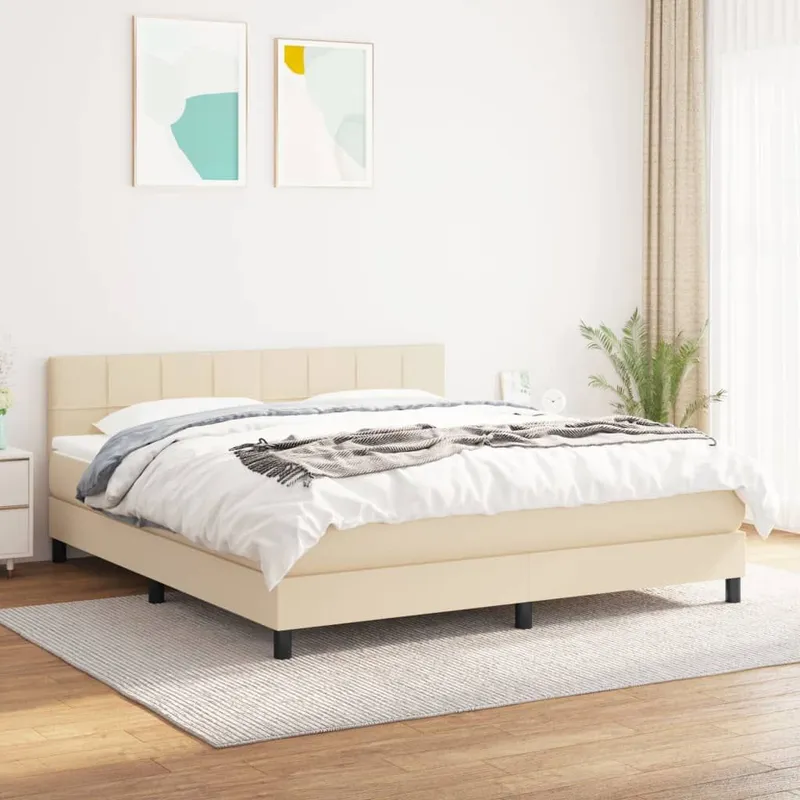 letto boxspring mit Matratze Creme 180x200 cm tessuto