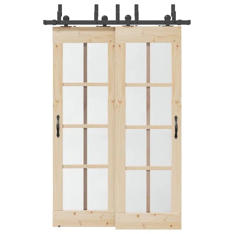 Kit de quincaillerie de porte coulissante 152,5 cm acier noir