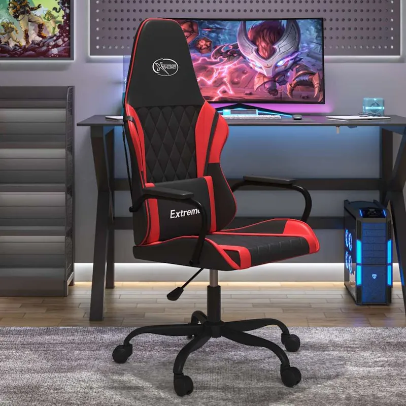 Gaming-Stuhl nero e rosso ecopelle