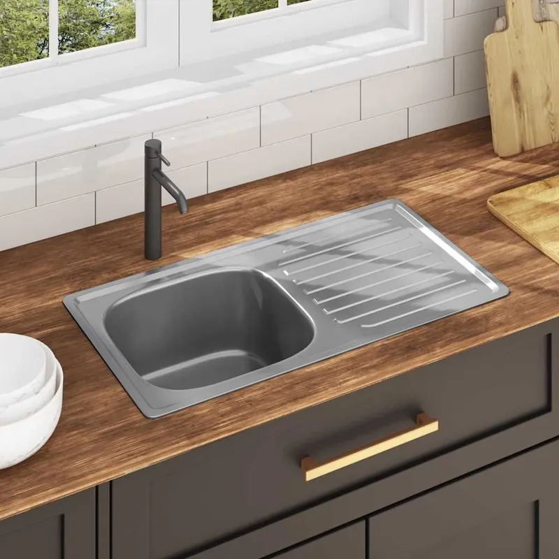 Einbauspüle con Sieb e Siphon acciaio inox