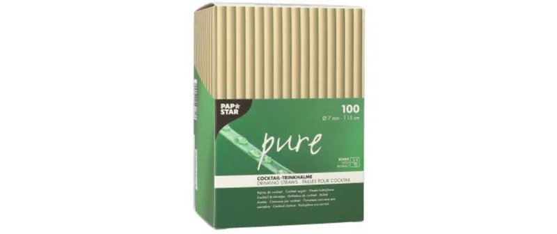 Papstar Strohhalm Schilf PURE 100 pezzi, marrone