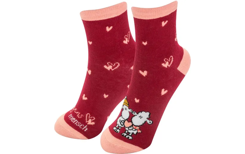 Sheepworld Socken Frauen Herzen 36 - 40, rouge