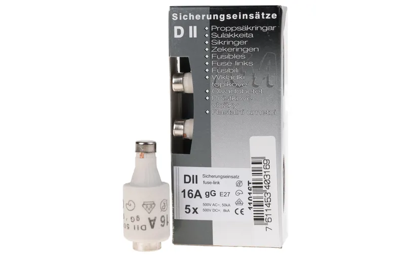 Elektromaterial Sicherungseinsatz DT II 16A träge, 5 pièces