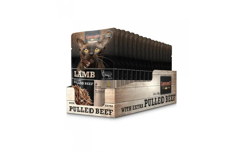 Leonardo Cat Food Nassfutter Lamm & Pulled Beef 16 x 70 g