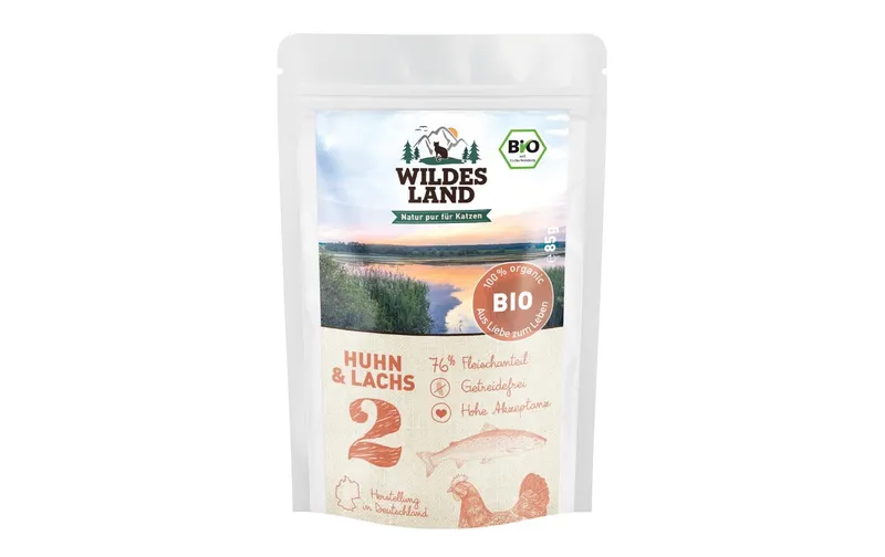 Wildes Land Nassfutter Adult BIO Huhn & Lachs 12 x 85 g