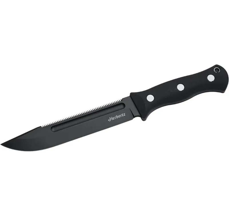Herbertz Outdoor- und Survivalmesser D2 schwarz G10