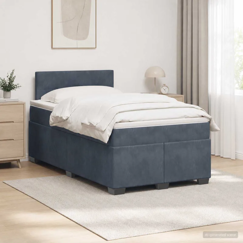 Lit boxspring avec matelas Gris foncé 120 x 200 cm Velours