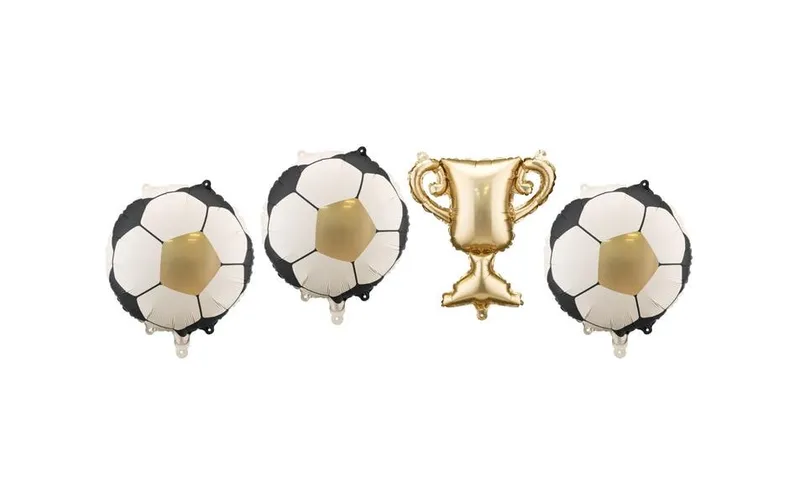 Partydeco Folienballon Pokal mit Fussball-Bällen, 33 x 33 cm, 4 pièces
