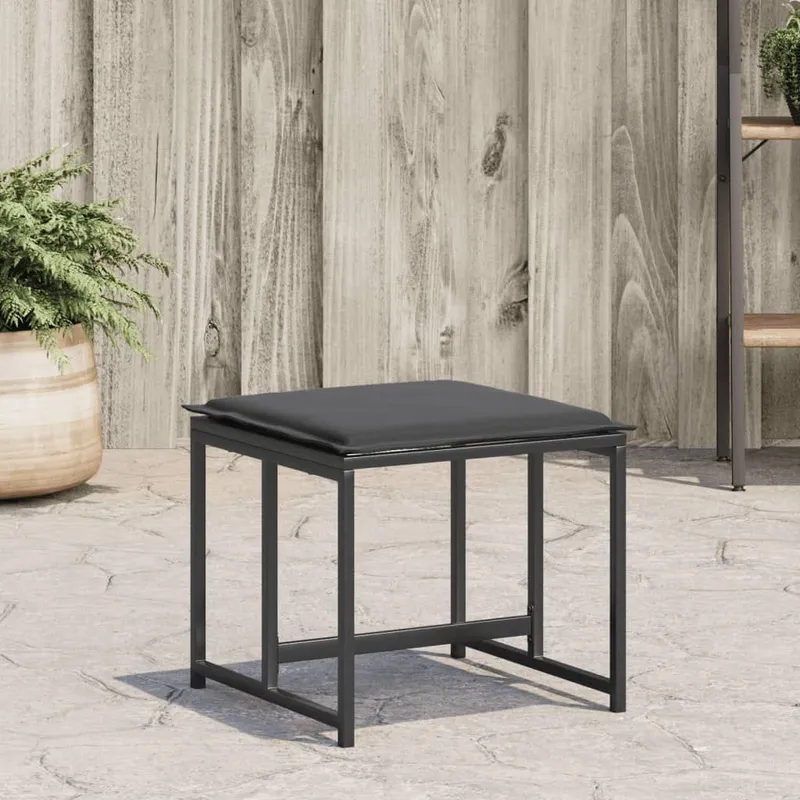Tabourets de jardin avec coussins lot de 4 noir acier/textilène