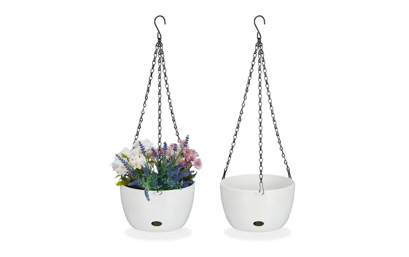 relaxdays Blumenampel M 2er Set 20.5 x 12 cm