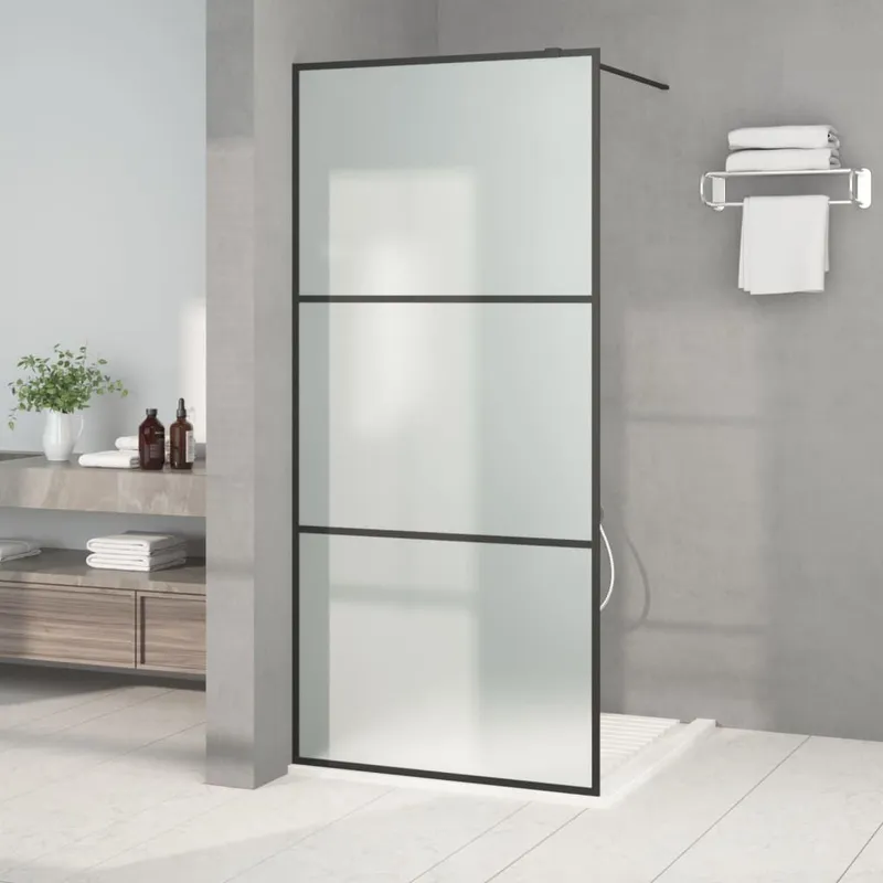 Paroi de douche Noir 90x195 cm Verre ESG dépoli