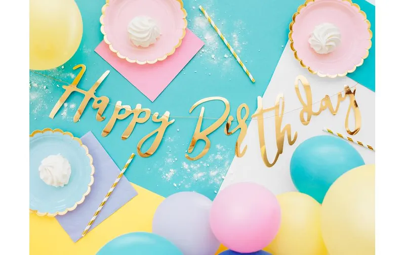 Partydeco Girlande Happy Birthday Gold, 16.5 x 62 cm
