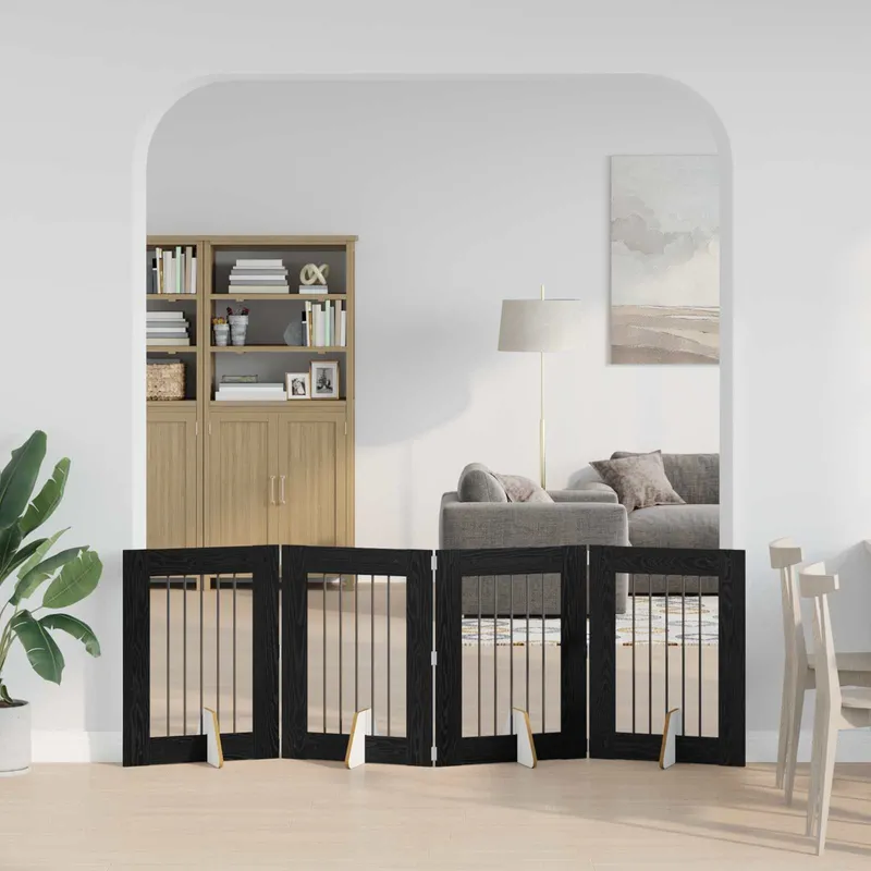 Klappbares Hundetor mit Ständern 4 stk. nero Eichen-Optik